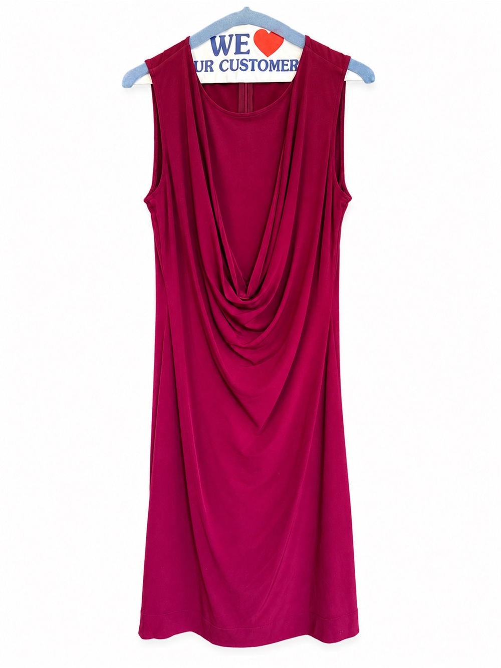 Calvin Klein Sleeveless Cowl Neck Sheath Dress - Deep Berry/ Magenta